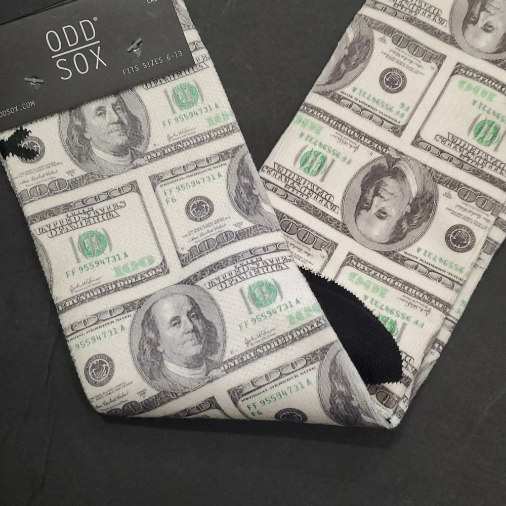 Odd Sox all about the Benjamin's‎ $100 bills gag gift crewsocks fits size 6-13